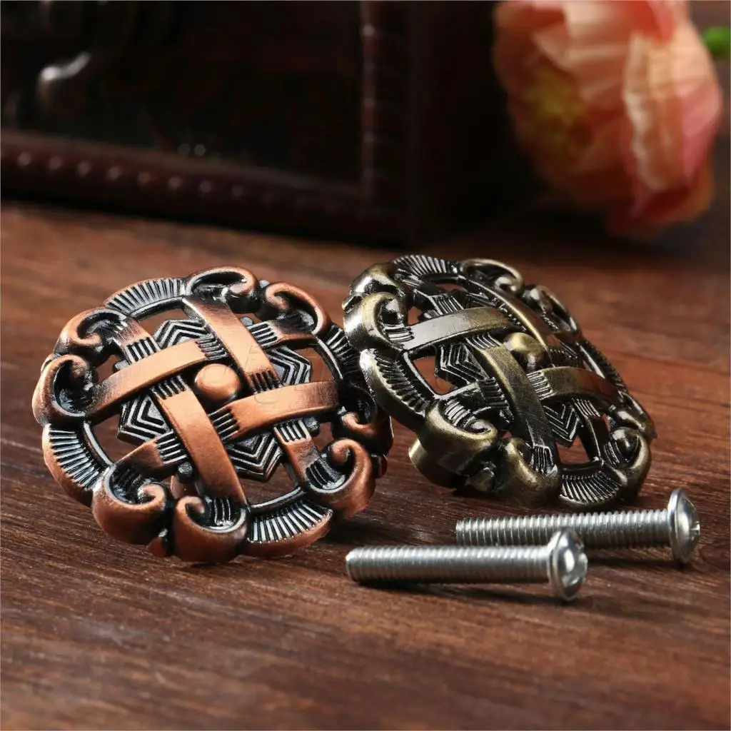 Furniture Hardware Jig - Bowarepro Hollow Retro สังกะสีอัลลอยตู้ครัวตู้ลิ้นชักดึงตู้เสื้อผ้าลิ้นชักตู้ประตู Knob เฟอร์นิเจอร์มือจับและลูกบิด