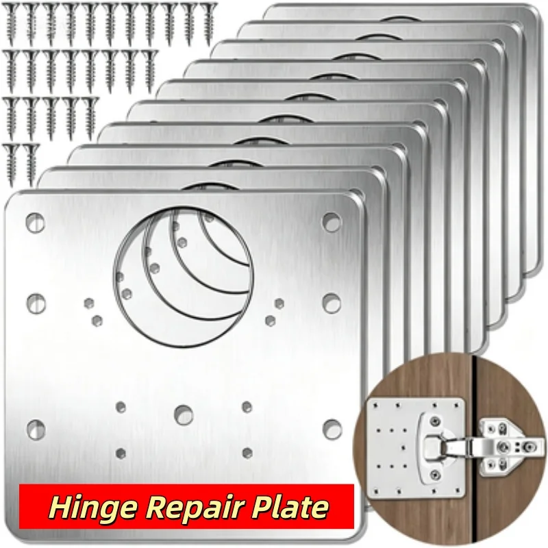 Cabinet Hinge Overlay - แผ่นซ่อมบานพับ แผ่นยึดบานพับประตูตู้ครัว พร้อมสกรู แผ่นยึดแบบแบน อุปกรณ์ฮาร์ดแวร์สำหรับเฟอร์นิเจอร์