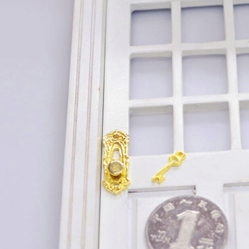 1:12 4PCS โลหะประตูชุดตุ๊กตาฮา - Furniture Hardware Fitting บทวิจารณ์และราคา