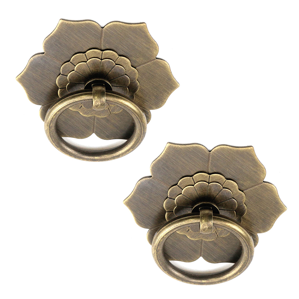 แขวนแหวนดอกไม้ทองเหลืองตู้ลูกบ - Furniture Hardware Drop Pulls บทวิจารณ์และราคา